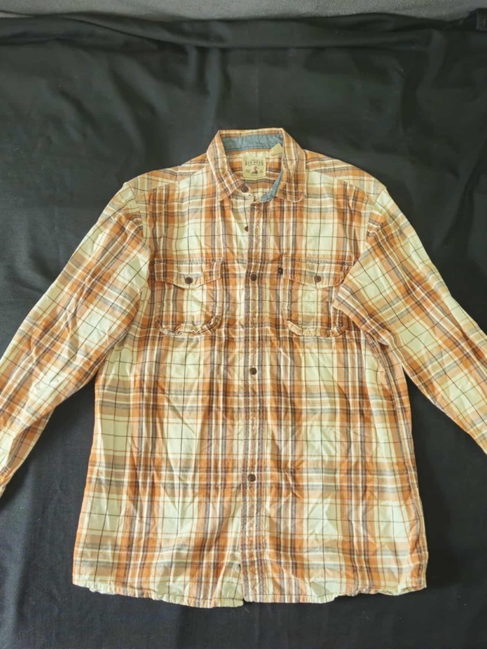 RedHead Brand Co. Rust Orange Plaid Button Down Shirt - Men's Large Tall Rustic - Picture 2 of 5